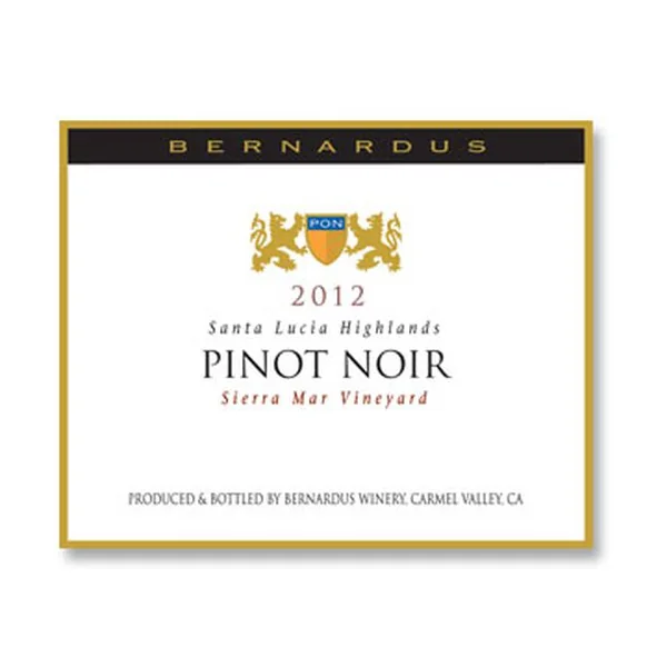 2012 Bernardus Pinot Noir Sierra Mar Santa Lucia Highlands
