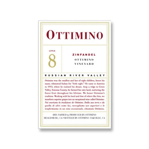 2012 Ottimino Vineyards Zinfandel Estate Russian River Valley