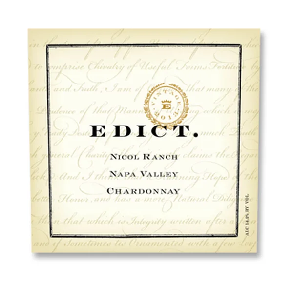 2013 Edict Wines Chardonnay Nicol Ranch Wild Horse Valley Napa Valley