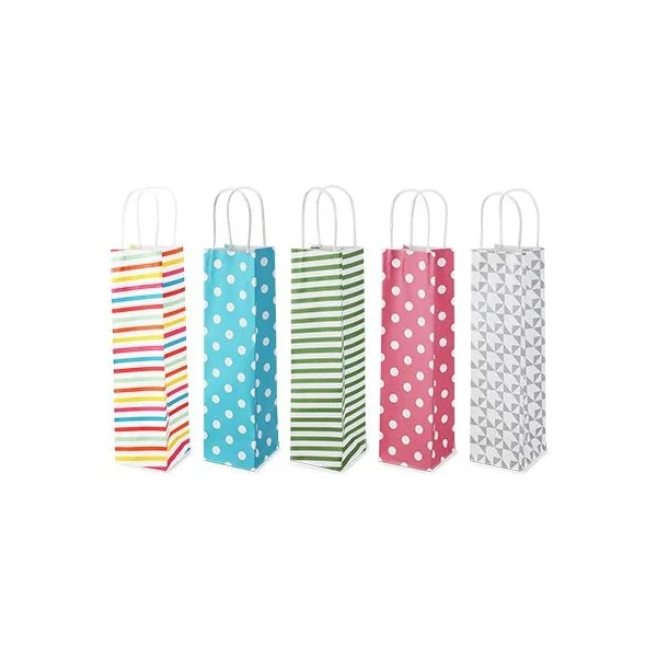 Assorted Kraft Wine Gift Bags 5pk