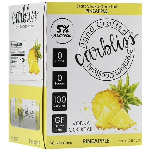 Carbliss Vodka Pineapple 4pk 12oz Can
