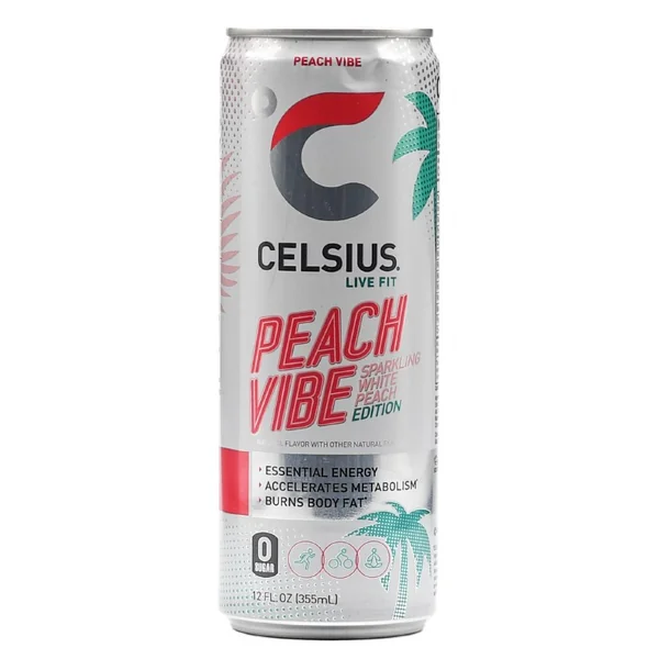 Celsiuis Sparkling Peach Vibe 12oz Can