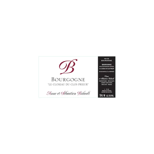 Domaine Anne et Sebastien Bidault Bourgogne "Le Closeau du Clos Prieur" 2021 750ml
