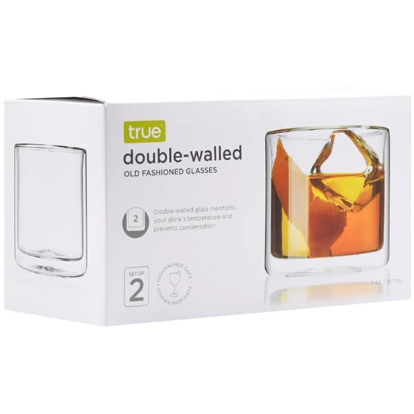 Double Walled Old Fashioned Glasses Set of 2 7oz