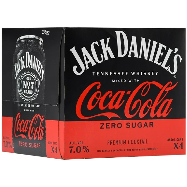 Jack Daniels Coca Cola Zero Sugar 4pk 12oz Can