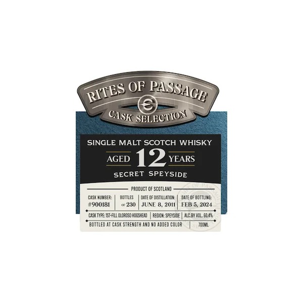 Rites Of Passage Scotch Single Malt 'Secret Speyside 12 Year' 700ml