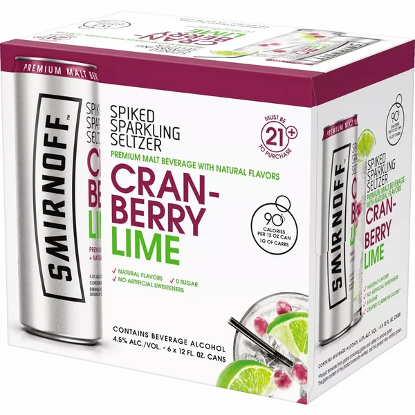 Smirnoff Cranberry Lime Spiked Sparkling Seltzer - 6pk/12 fl oz Slim Cans