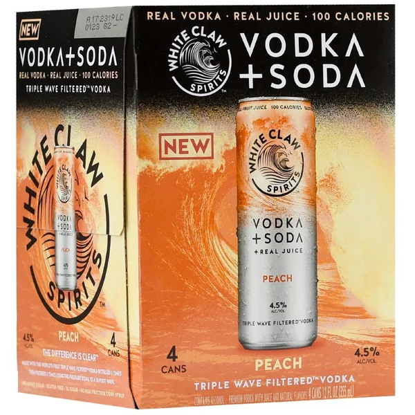 White Claw Vodka Soda Peach 4pk 12oz Can
